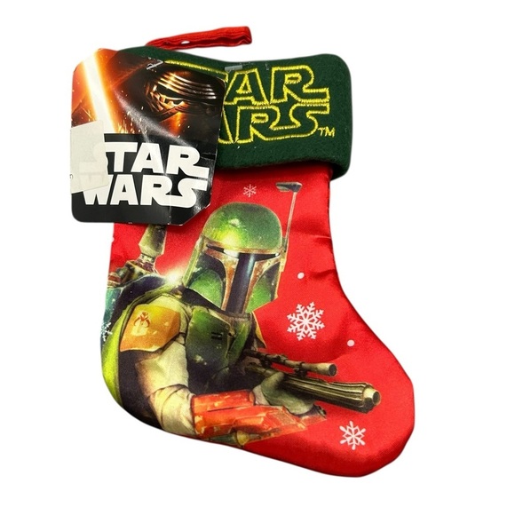 STAR WARS BOBA FETT MINI CHRISTMAS STOCKING RED GREEN HOLIDAY DECOR NWT - Picture 3 of 8